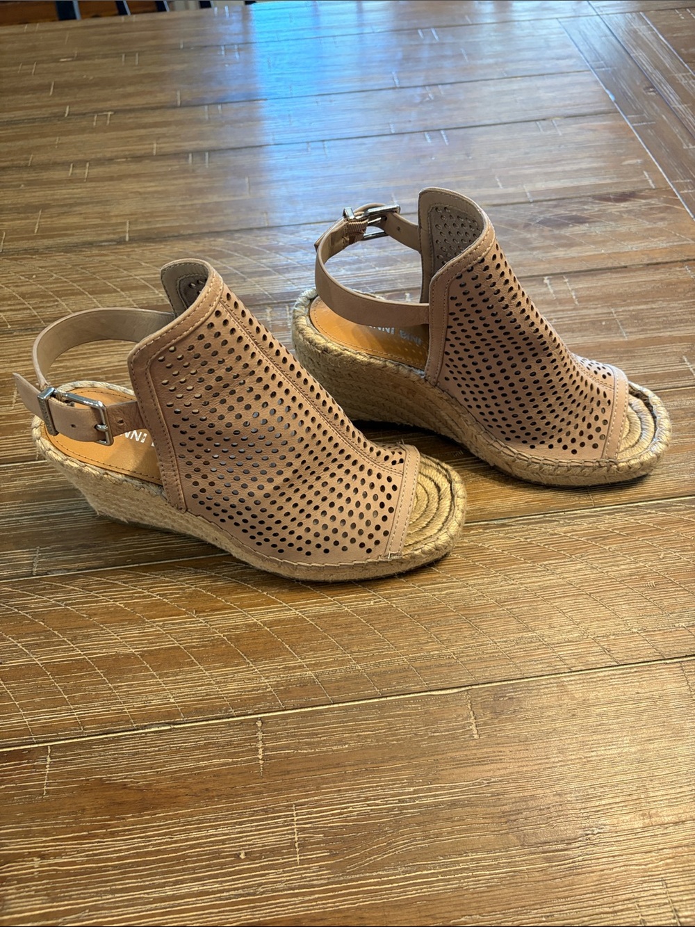 Gianni Bini Tan Perforated Wedge Espadrilles